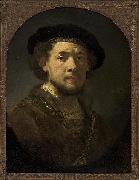 REMBRANDT Harmenszoon van Rijn Bust of a man wearing a cap and a gold chain. china oil painting artist